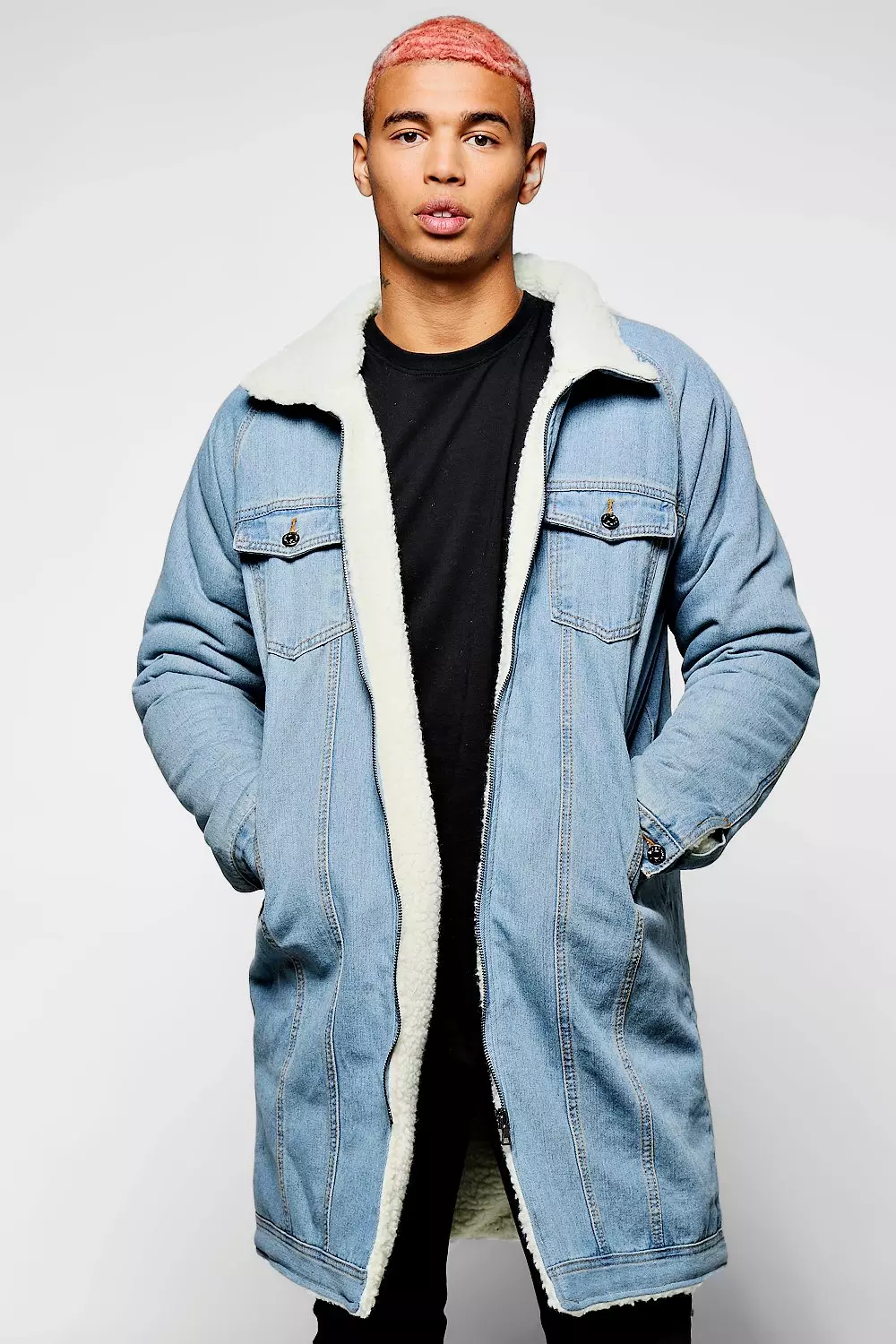 Mens denim clearance borg lined jacket